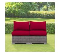 Housse De Coussin Exterieur Extensibles pour Salon De Jardin, Couleur Unie Housses de Coussin de Siège, 1/2/3 Places Protection de Siège pour Jardin Terrasse (Rouge,3PC Length 100-125cm)