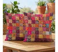 Housse de Coussin Exterieur Impermeable 30x30 Lot de 2,Housse Coussin Décoratif Coloré Bohême avec Fermeture Éclair Invisible,Impression double face Taie d'oreiller pour Balcon Canapé Décoration,#39l