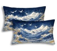 Housse de Coussin Extérieur Imperméable 30x50cm, Lot de 2 Housse Coussin Bleu Rectangulaire Lin Imperméable, Déperlant Double Face Océan Taie d'Oreiller Extérieur Jardin Chaise Balcon Terrasse -7575