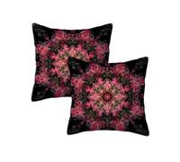 Housse de Coussin Exterieur Impermeable 35x35 cm Noir Housse Coussin Salon de Jardin Exterieur Taie Oreiller, Lot de 2 Carrée Lin Taie d'oreiller Canapé Mandala,Chambre Patio Terrasse Decoration Z-503