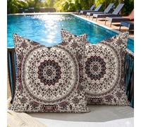 Housse de Coussin Exterieur Impermeable 35x35 Lot de 2,Housse Coussin Décoratif Violet Mandala avec Fermeture Éclair Invisible,Impression double face Taie d'oreiller pour Balcon Canapé Décoration,#30l