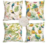 Housse de Coussin Exterieur Impermeable 35x35cm Lot de 4 Fruit Exotique Taie d'oreiller Carré Impermeable Lin Housse de Coussin pour Jardin Salon Chambre Décoration Housse de Coussin Exterieur WT-532