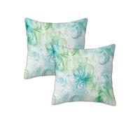 Housse de Coussin Exterieur Impermeable 90x90 cm Cyan Housse Coussin Salon de Jardin Exterieur Taie Oreiller, Lot de 2 Carrée Lin Taie d'oreiller Canapé Simple, Chambre Patio Terrasse Decoration Z-955