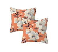 Housse de Coussin Exterieur Impermeable 90x90 cm Orange Brûlé Housse Coussin Salon de Jardin Exterieur Taie Oreiller, Lot de 2 Carrée Lin Taie d'oreiller Canapé Fleurs D'Été, Terrasse Decoration Z-987