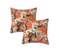 Housse de Coussin Exterieur Impermeable 90x90 cm Orange Brûlée Housse Coussin Salon de Jardin Exterieur Taie Oreiller, Lot de 2 Carrée Lin Taie d'oreiller Canapé Fleur, Patio Terrasse Decoration Z-979