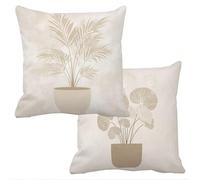 Housse de Coussin Exterieur Impermeable Pour Salon de Jardin Protege 65x65cm Taie Oreiller Abstrait Housse de Canapé Lin Lot de 2 Coussin Decoratif Extérieur Plantes en pot Canape Décoration f-13335
