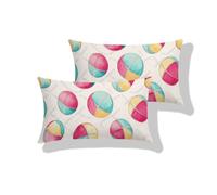 Housse de Coussin Extérieure Imperméable en 30 x 50 cm, Lot de 2 Taie d'oreiller Lin, balle mignon Oreiller Lombaire Rectangle, Housse Coussin Salon de Jardin Exterieur, Décorative Moderne S0-773