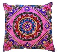 Housse de coussin faite à la main,60x60 cm,Mandala,Kashmiri Suzani,En coton,Avec paillettes,Miroirs brodés,Décoration d'intérieur,Yoga indien,Takiya,Pour l'extérieur,Végétalien