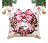 Housse de coussin festive - Élégante décoration saisonnière, imprimé flocon de neige pastel | Accessoire de canapé d'hiver, housse esthétique et blanche, décoration confortable de salon