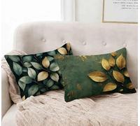 Housse de Coussin Feuilles Taie d'oreiller 70X90 cm Lot de 2, Taie Oreiller Automne Coussin Rectangulaire Impermeable Design avec Fermeture Éclair Invisible pour Decoration Maison Chambre -lsy250125G
