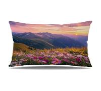 Housse de Coussin Fleur Taie d'oreiller 40x60 cm Lot de 1 en Velours Coussin Decoratif Impression Double Face avec Fermeture éclair Invisible Taie Oreiller, Decoration Maison Salon, Montagne T9-313