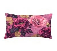 Housse de Coussin Fleur Taie d'oreiller 60x80 cm Lot de 1 en Lin Coussin Decoratif Impression Double Face avec Fermeture éclair Invisible Taie Oreiller Rectangulaire, Decoration Automne, Violet T9-322