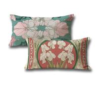 Housse de Coussin Fleurs Oreiller 40x80 Lot de 2 Velours Decoration Automne Housse Coussin, Moderne Maison Chambre Protege Oreiller pour Exterieur Jardin Salon Halloween Decoration, Rose e-235