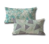 Housse de Coussin Géométrie Oreiller 40x80 Lot de 2 Lin Decoration Automne Housse Coussin, Moderne Maison Chambre Protege Oreiller pour Exterieur Jardin Salon Halloween Decoration, Bleu e-257