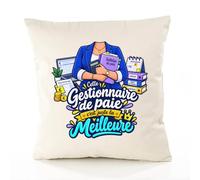 Housse de Coussin Gestionnaire de Paie C'est juste la Meilleure Métier | Coton Canvas Fairtrade 305 g/m² Zip Invisible Taille 5050 cm | Déco Canapé Salon Chambre | Cadeau Crémaillère Anniversaire Noël
