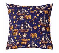 Housse De Coussin Gouvernail Marin Voilier Bateau Pirate Crâne Squelette Aventure Nautique 45X45Cm Housse Coussin Decoratif Fermeture Éclair Invisible Taie Oreiller pour Chaise Balcon Voiture