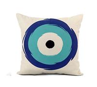 Housse De Coussin Grèce Grec Bleu Mauvais Œil Symbole De Protection Amulette Taies d'oreiller Imprimée Couverture De Coussin avec pour Imprimés Salon Decor DIY Lit 45X45Cm