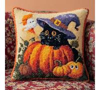 Housse de Coussin Halloween au Crochet Point Noué,Kit DIY Complet 43x43 cm,Déco Maison Effrayante pour Canapé,Fauteuil ou Chambre Enfant,Housse Amovible Lavable,Cadeau & Activité Débutants -6