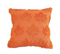 Housse de Coussin Halloween Décoratives Peluche Orange Motif Feuilles d'érable 45 x 45 cm, Velours Decoration Automne, pour les Fêtes, pour Canapé, Chambre Coucher Salon Maison Fêt (B, One Size)