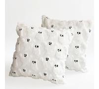Housse de Coussin Halloween, LMSHOWOWO 2Pièces Housses de Coussin Fantôme 45x45cm, Canapé Taie d'oreiller Douce, Taies d'oreiller FantôMes Blanche en Peluche pour Canapé Lit Salon Halloween Decoration