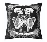 Housse De Coussin Halloween Squelette Enfants Journée des Amoureux Couples 45X45Cm Housses De Coussin Doux Décoratives Taie Oreiller pour Chaise Chambre Lit