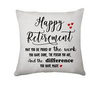 Housse de coussin « Happy Retirement »,Cadeau,« May Be Proud of The Work You Have done »,Taie d'oreiller pour patron, collègue, enseignant, infirmière, sœur, décoration de canapé (Happy Retirement)