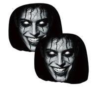 Housse de coussin Headrest Scary 25 x 25 cm - Non-Slip Soft Washable | Headrest Cover for Home Travel Trucks SUV Kids Halloween
