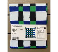 Housse de coussin IKEA PLATLUMMER, vert-bleu, 50x50 cm / 20x20" 100% coton NEUF
