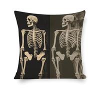 Housse De Coussin Image De Squelette Imprimée 45X45Cm Housse Coussin Lavable Decoratif Taie Oreiller pour Lit Chaise Patio