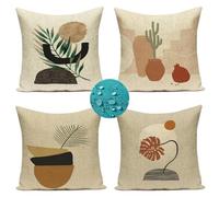 Housse de Coussin Imperméable 40x40 cm Coussin Exterieur Impermeable en Lin Housse Coussin beige moderne Coussin Decoratif pour Salon Chambre Cour Exterieur Jardin Voiture Maison Deco Automne coussins