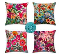 Housse de Coussin Imperméable 45x45 cm Coussin Exterieur Impermeable en Lin Housse Coussin rose fleur Papillon Coussin Decoratif pour Salon Chambre Cour Exterieur Jardin Voiture Maison Deco Automne