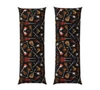 Housse de coussin imprimée guitares 50,8 x 152,4 cm, taie d'oreiller longue avec fermeture éclair