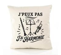 Housse de Coussin J’peux pas j’ai Harmonie J'peux pas minimaliste | Coton Canvas Fairtrade 305 g/m² Zip Invisible Taille 5050 cm | Déco Canapé Salon Chambre | Cadeau Crémaillère Anniversaire Noël