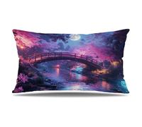 Housse de Coussin Japon Taie d'oreiller 40x50 cm Lot de 1 en Velours Coussin Decoratif Impression Double Face avec Fermeture éclair Invisible Taie Oreiller, Decoration, Fleurs de Cerisier T9-557