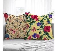 Housse de Coussin Jaune Housse Coussin Exterieur Fleur, Taie d'oreiller 40x80cm Protege Oreiller Lot de 2 Tissu Velours Doux Lavable avec Fermeture éclair Invisible Pour Chambre Décoration R1-791