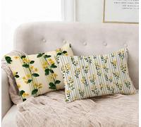 Housse de Coussin Jaune Taie d'oreiller 30X50 cm Lot de 2, Taie Oreiller Usine Coussin Rectangulaire Impermeable Design avec Fermeture Éclair Invisible pour Decoration Maison Chambre -lsy250123Y