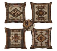 Housse de Coussin Kilim Coussin Exterieur Impermeable 35 X 35 cm Printemps été Lin Rétro Motif Taie D'Oreiller DéCoratif pour Lit Chaise Salon Maison Tente Patio Jardin DéCoration Lot de 4，k-435