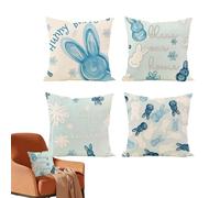 Housse de coussin lapin 45,7 x 45,7 cm | Lot de 4 taies d'oreiller lapin pour canapé, chaise, lit, salon, chambre à coucher, maison, voiture, vacances