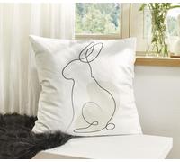 Housse de coussin lapin "Modern" 45x45 cm, blanc, aspect velours doux et moelleux, housse de coussin de Pâques, taie d'oreiller, housse de coussin décorative