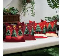 Housse de Coussin Lin Étoile 60×60 cm Lot de 4, Housses Décoratives Douces avec Fermeture Éclair Invisible, Taie Coussin Moderne pour Canapé Salon, Décoration Maison Élégante, l'arbre 2 C0K-543