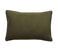 Housse de coussin Lin lavé - Doublé coton lavé - Finition galon noir ""Prélude"" Vent du sud - Prélude Kaki - Housse de coussin 30 x