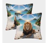 Housse De Coussin Lion Lot De 2, Microfibre Douce Housse De Coussin pour Canapé, Taie d'oreiller Décorative Lavable, pour Canapé Chambre Décoration, 40x40cm