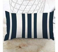 Housse de coussin lombaire à rayures bleues pour sac à dos, housse de coussin décorative classique et rustique pour canapé, chambre à coucher, salon, voiture (30,5 x 50,8 cm)