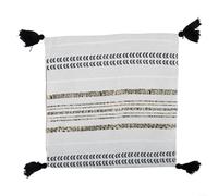 Housse de coussin lombaire en tissu chenille pour siège extérieur Motif rayé Convient à tous les environnements Blanc 50 x 50 cm