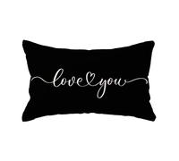 Housse de coussin lombaire Love You - Cadeau d'amour pour couples/anniversaire/mariage/fiançailles - Saint-Valentin - 30,5 x 50,8 cm - Pour canapé et lit - Noir