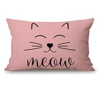Housse de coussin lombaire rectangulaire en forme de chat - 30,5 x 50,8 cm - Pour chambre à coucher, salon - Pour canapé, canapé