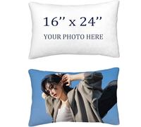 Housse de Coussin Long Personnalisée avec Photos ou Texte, Taie d'oreiller Photo d'amour Unique, Cadeau d'anniversaire Créatif pour Toutes Occasions Idées Cadeaux Originaux avec Photo, 16x24 inch