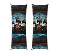Housse de coussin longue 50,8 x 152,4 cm Motif bateau pirate de dessin animé Confortable et respirant, facile à laver, unisexe, convient pour canapé et lit.