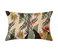 Housse de Coussin Lot de 1 Décoratif Taies d'oreiller Coton et Lin avec Fermeture Glissière Invisible Housse de Coussin pour Extérieur Canapé,40x65cm(Feuilles Vertes de Plantes Tropicales A504)