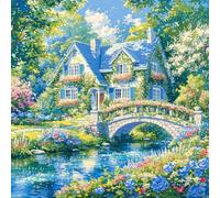 Housse de Coussin Lot de 2, 40x40cm, Taie d'oreiller en Velvet Douce, Cushion Covers Double Face pour Canapé, Bed Pillow Cover, Coussin Decorative Salon, Cadeaux Femmes, Villa Pont en Bois, CZ5J-53